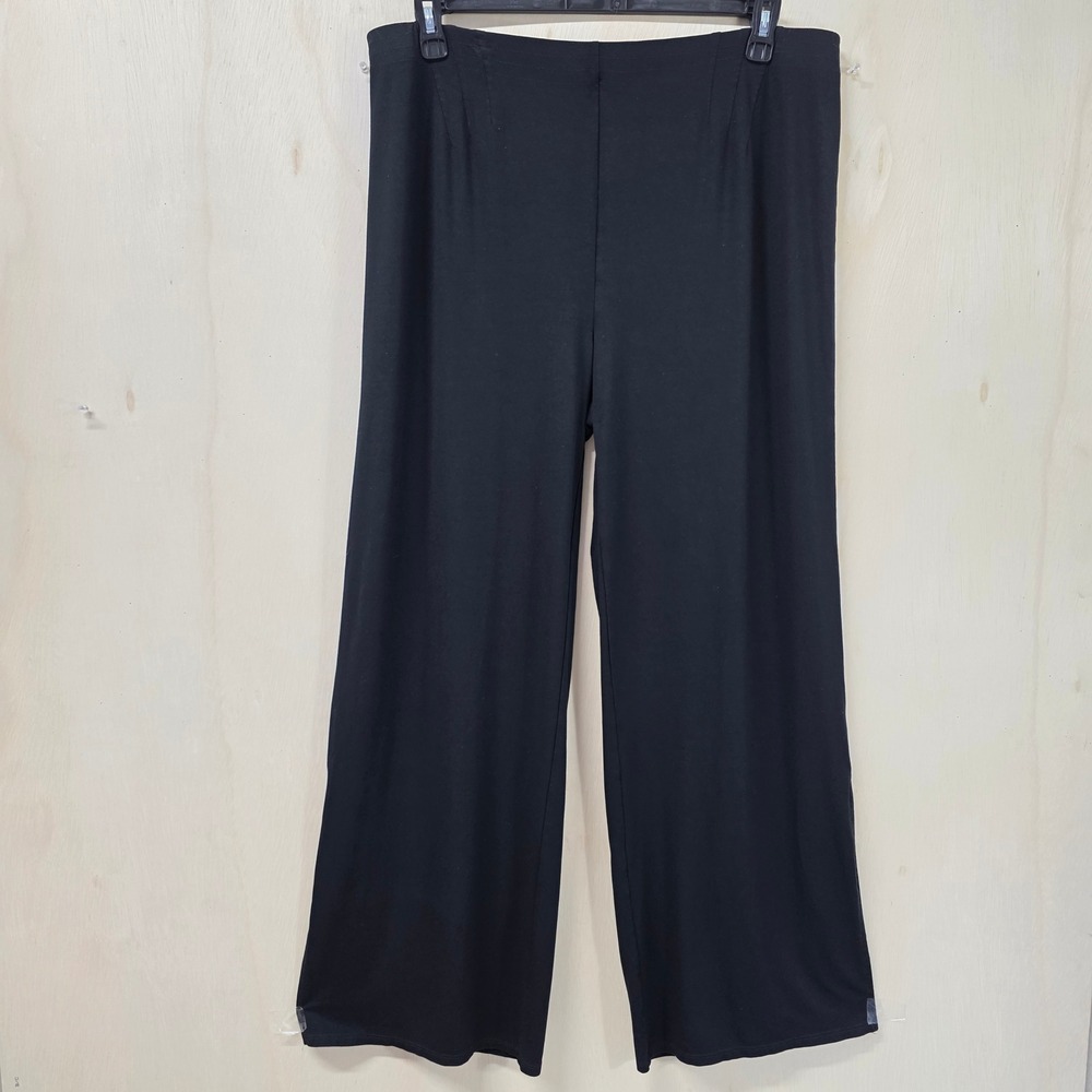 J Jill Wearever Black Wide Leg Side Slit Pants Womens Large Stretch Jersey